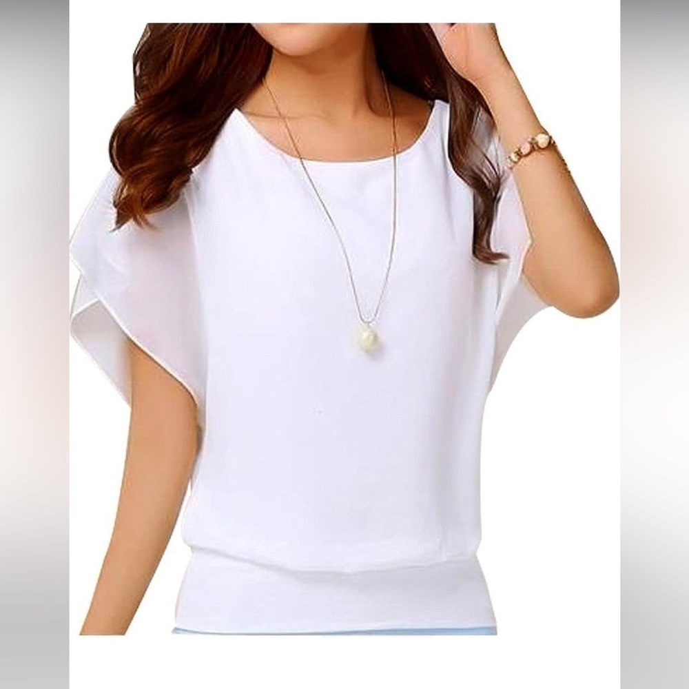 VIISHOW Women's Summer Loose Casual Short Sleeve Chiffon Top T-Shirt Blouse